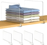 Acrylic Shelf Dividers for Closet Organization - Closets Shelf and Closet Separator for Storage and Organization - No Installation Required (Clear) Fast Forward