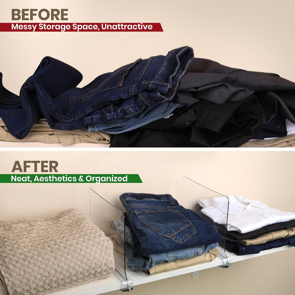 Acrylic Shelf Dividers for Closet Organization - Closets Shelf and Closet Separator for Storage and Organization - No Installation Required (Clear) Fast Forward