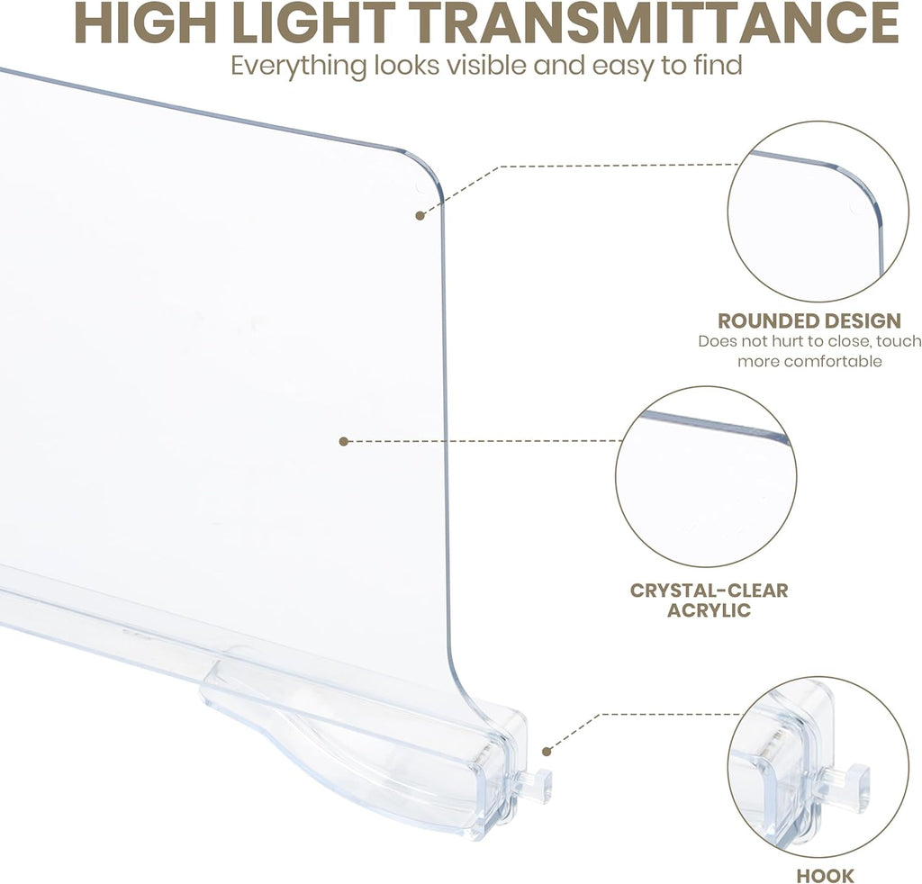 Acrylic Shelf Dividers for Closet Organization - Closets Shelf and Closet Separator for Storage and Organization - No Installation Required (Clear) Fast Forward