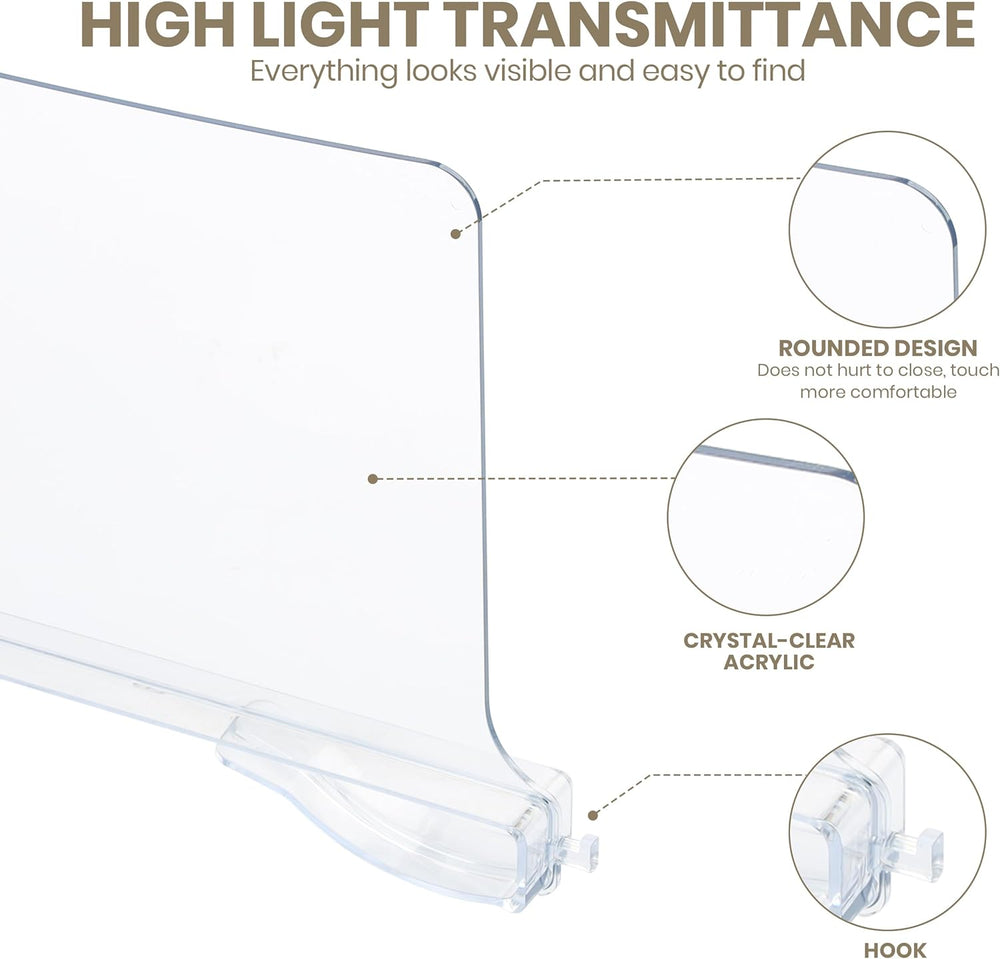 Acrylic Shelf Dividers for Closet Organization - Closets Shelf and Closet Separator for Storage and Organization - No Installation Required (Clear) Fast Forward