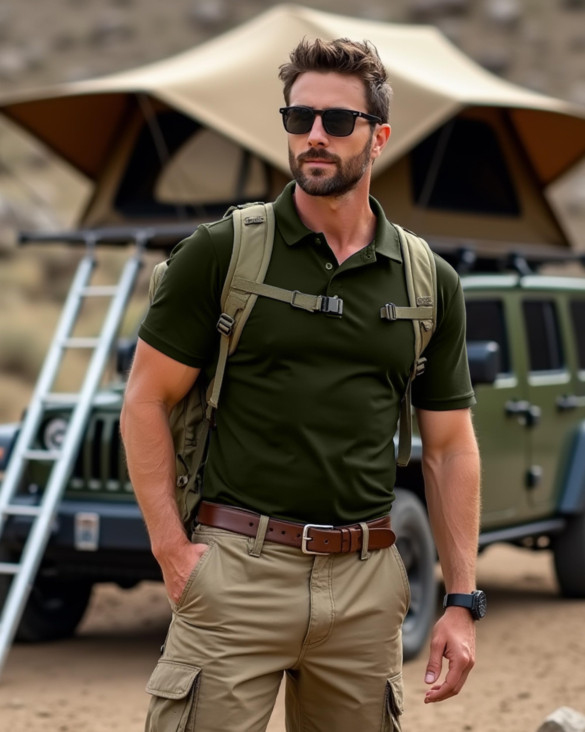 Polo Shirt Short Sleeves Quick Dry Performance Tactical Pique Jersey Golf Shirt