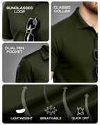 Polo Shirt Short Sleeves Quick Dry Performance Tactical Pique Jersey Golf Shirt