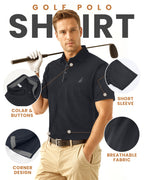Golf Polo Shirt Regular Fit Moisture Wicking Quick Dry Performance Short Sleeves Polo Fast Forward