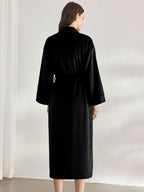 Premium Women's Plush Long Bathrobe - Soft Warm Fleece Robe with Shawl Collar for Spa & Home