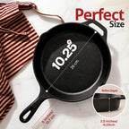 Pre-Seasoned Cast Iron Skillet Fry Pan, Heavy Duty Chef Pan for Gas, Induction, Oven & Outdoor Cooking