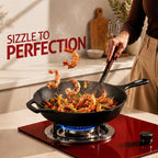 Pre-Seasoned Cast Iron Skillet Fry Pan, Heavy Duty Chef Pan for Gas, Induction, Oven & Outdoor Cooking