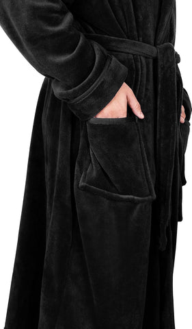 Bathrobes For Men Fleece Hooded Dressing Gown Super Soft Cozy Hooded Plush Loungewear