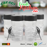 Freshen Up Your Kitchen with Safari Premium Clear Plastic Spice Jars 4-Pack - 400ml Containers