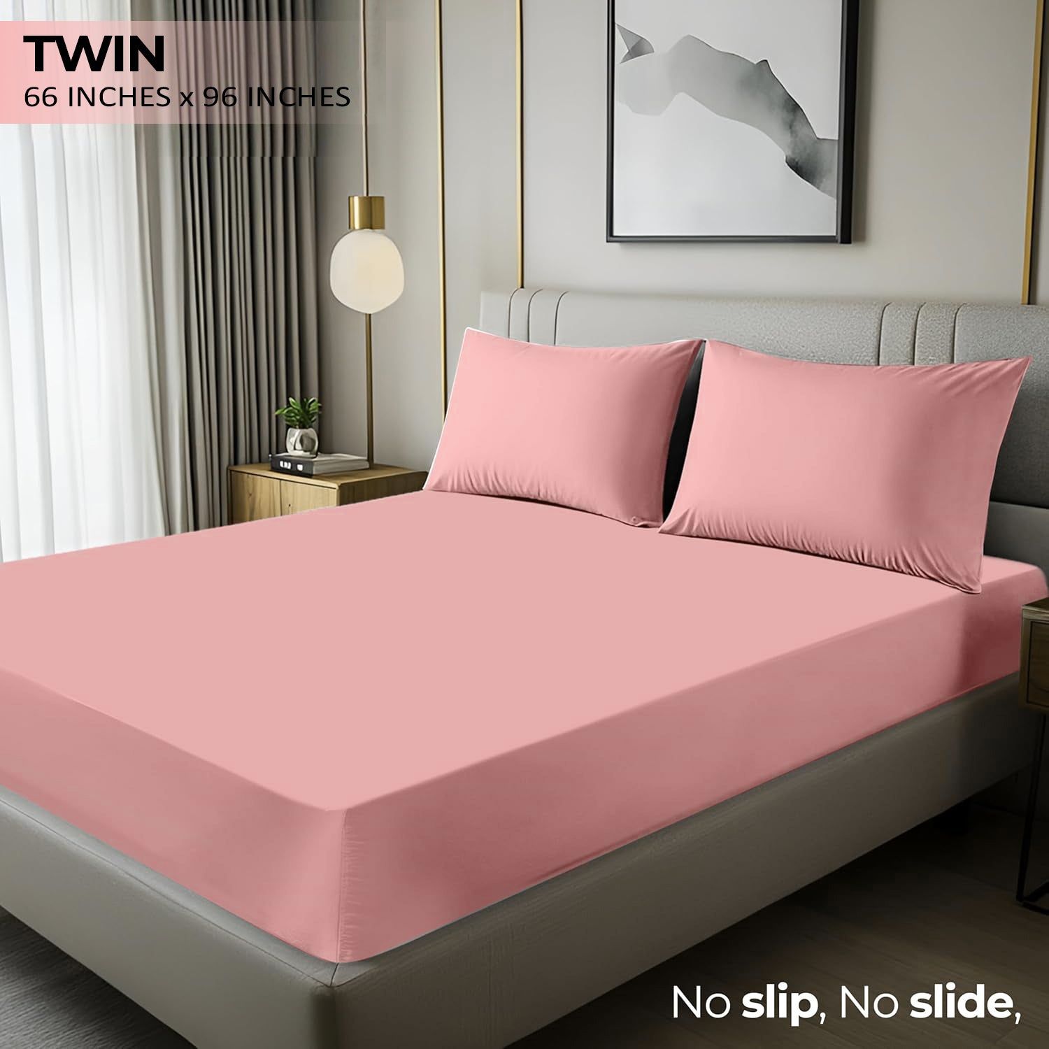 3 Piece Bed Sheets, Soft and Breathable Microfiber, Includes 1 Flat Sheet and 2 Pillowcases