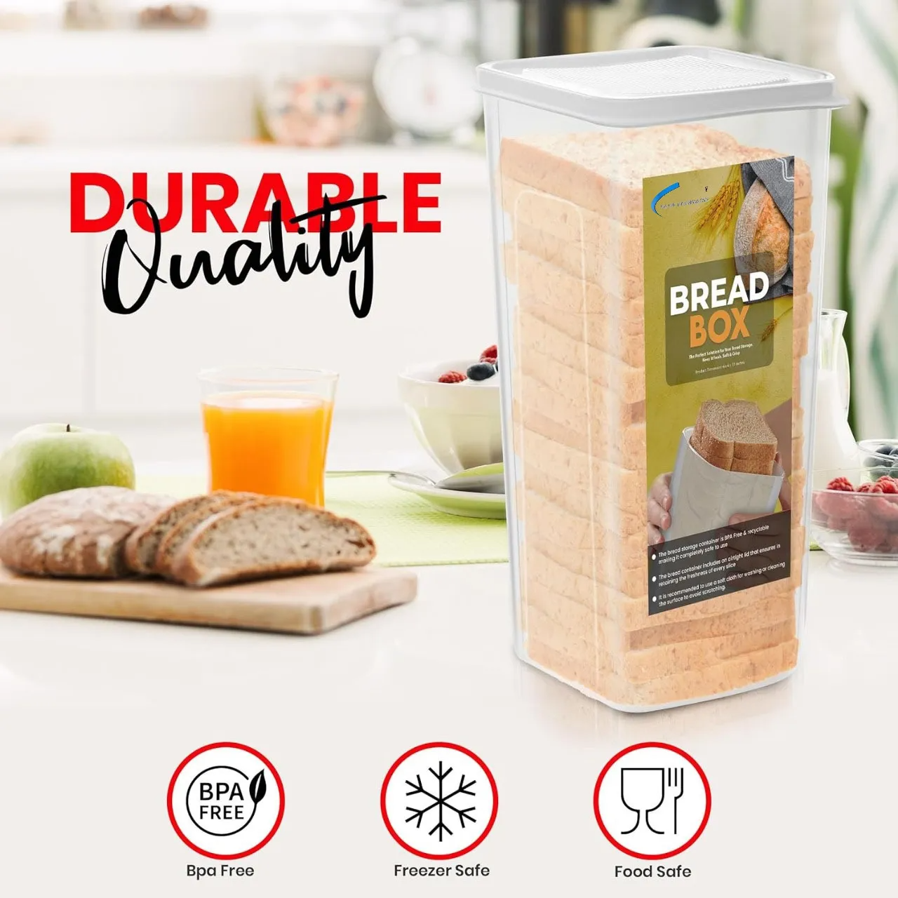 Bread Box for Kitchen & Countertops - Bread Holder, Bread Container & Bread Storage - Bread Bin & Bread Dispenser with Lid - Bread keeper Fast Forward