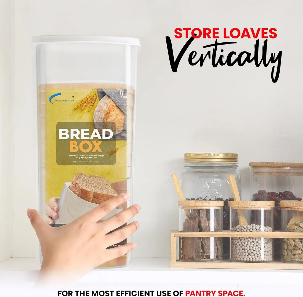Bread Box for Kitchen & Countertops - Bread Holder, Bread Container & Bread Storage - Bread Bin & Bread Dispenser with Lid - Bread keeper Fast Forward