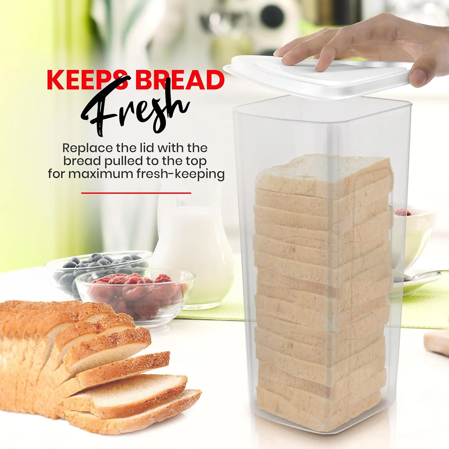 Bread Box for Kitchen & Countertops - Bread Holder, Bread Container & Bread Storage - Bread Bin & Bread Dispenser with Lid - Bread keeper Fast Forward