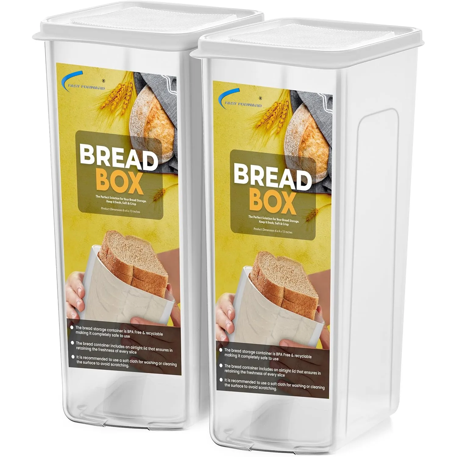 Bread Box for Kitchen & Countertops - Bread Holder, Bread Container & Bread Storage - Bread Bin & Bread Dispenser with Lid - Bread keeper Fast Forward