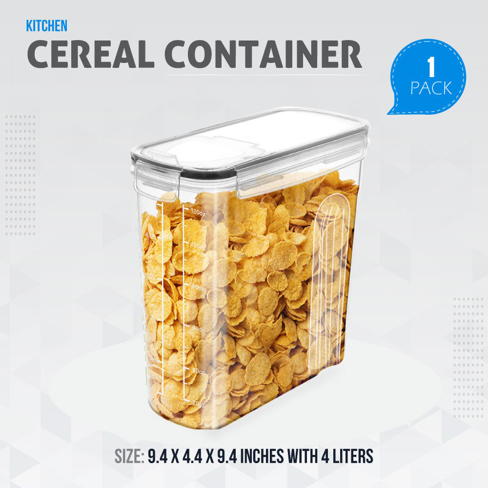 4 Packs Cereal Containers Storage, 100% Crystal Clear Airtight