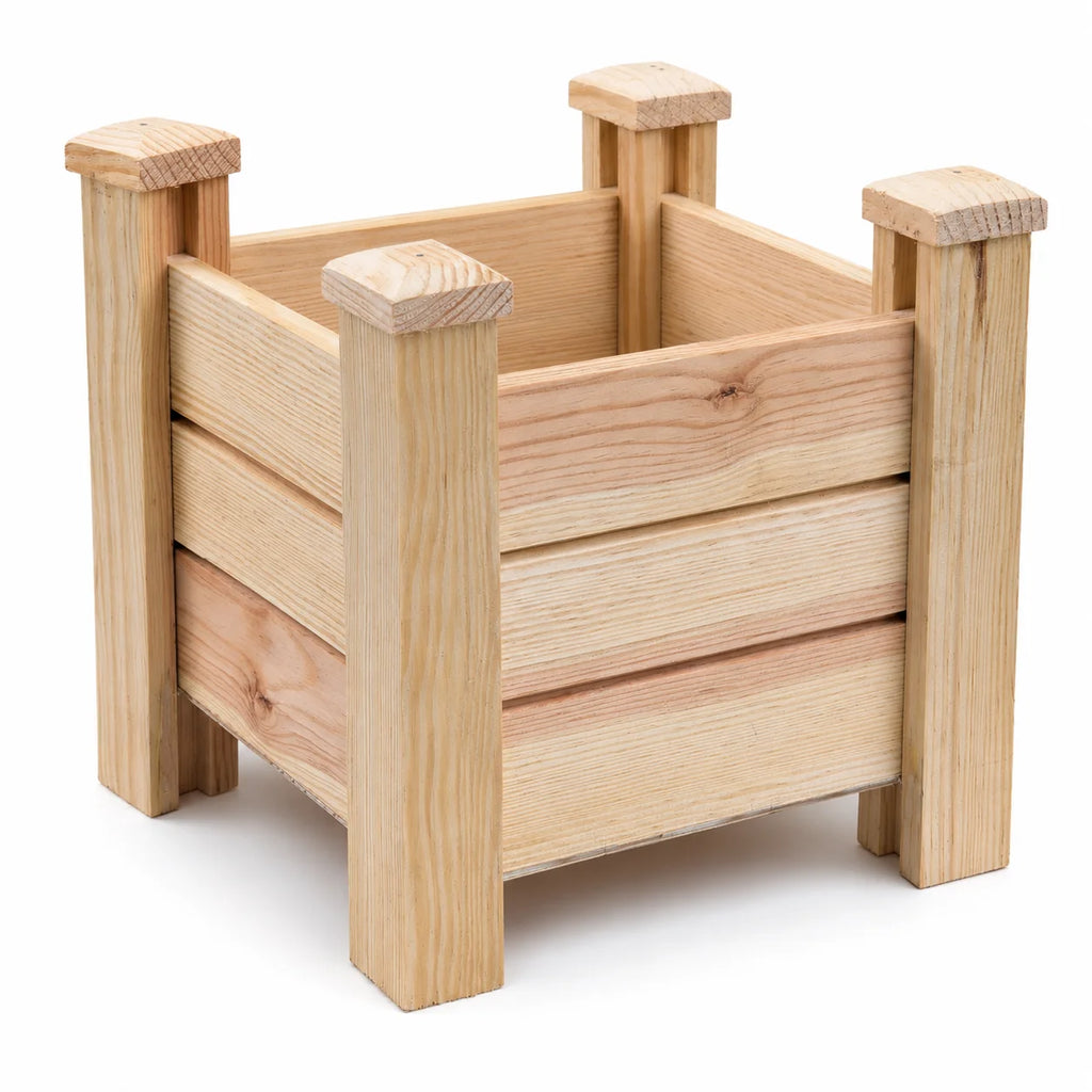 Fast Forward Square Wooden Planter Box with Drainage Holes | Natural Wood Indoor & Outdoor Decor