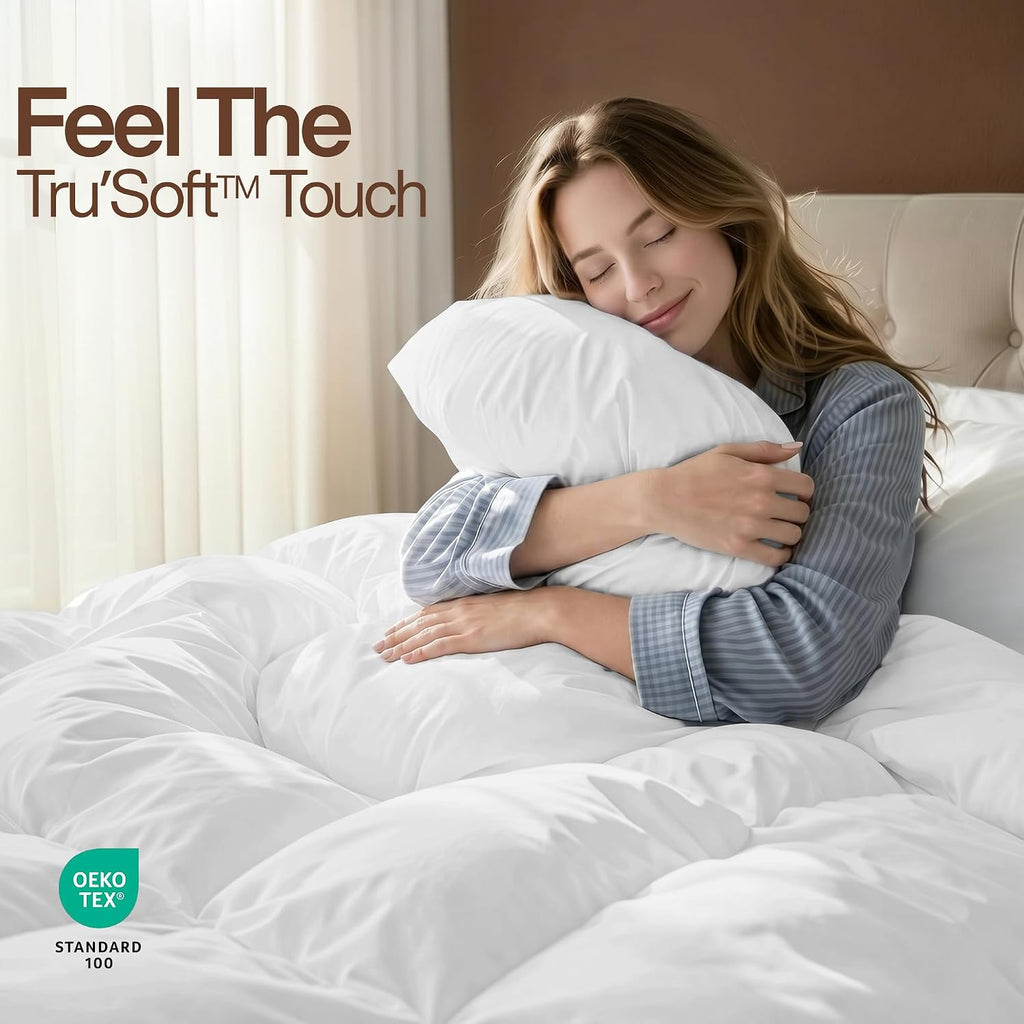 Ultra Soft Comforter Razai Down Alternative Duvet Insert, Box Stitched Siliconized Fiberfill All Season Bedding for Single, Queen & King