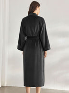 Premium Women's Plush Long Bathrobe - Soft Warm Fleece Robe with Shawl Collar for Spa & Home