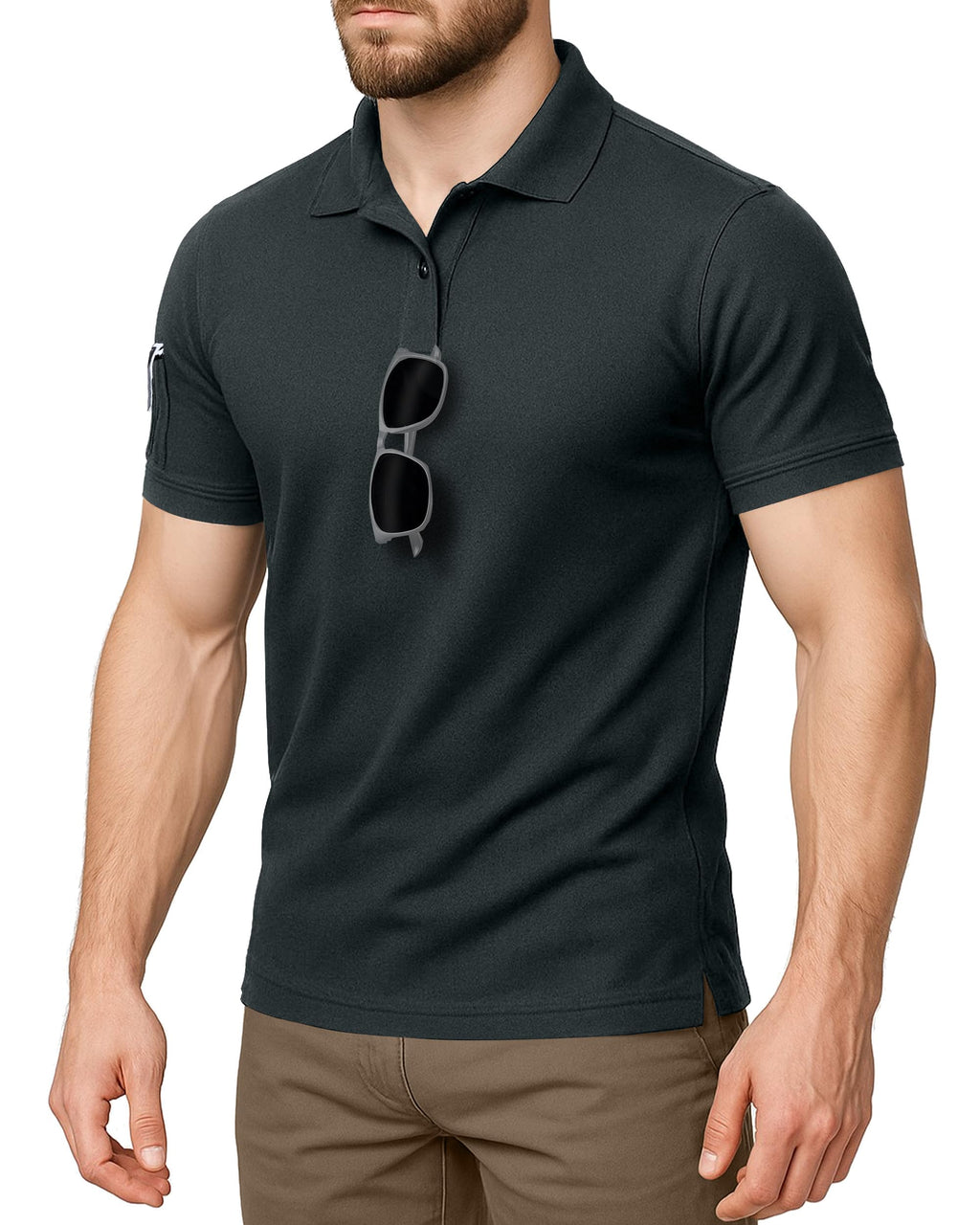 Polo Shirt Short Sleeves Quick Dry Performance Tactical Pique Jersey Golf Shirt