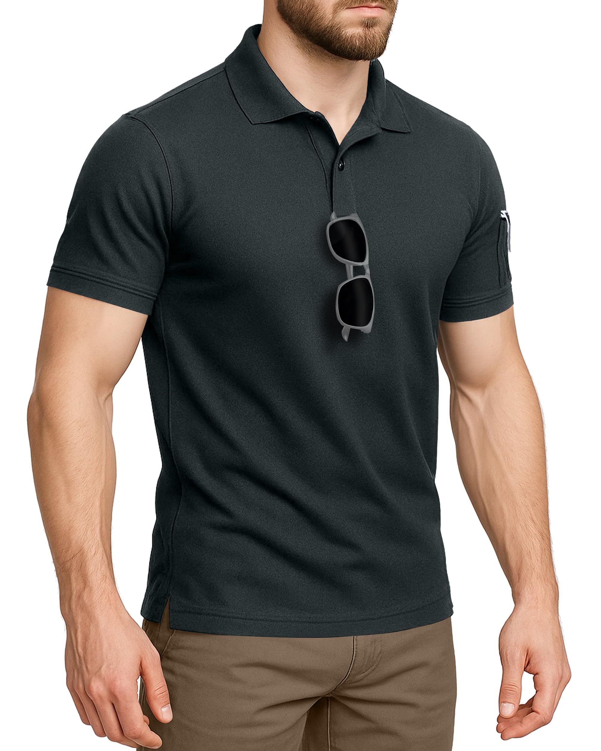 Polo Shirt Short Sleeves Quick Dry Performance Tactical Pique Jersey Golf Shirt
