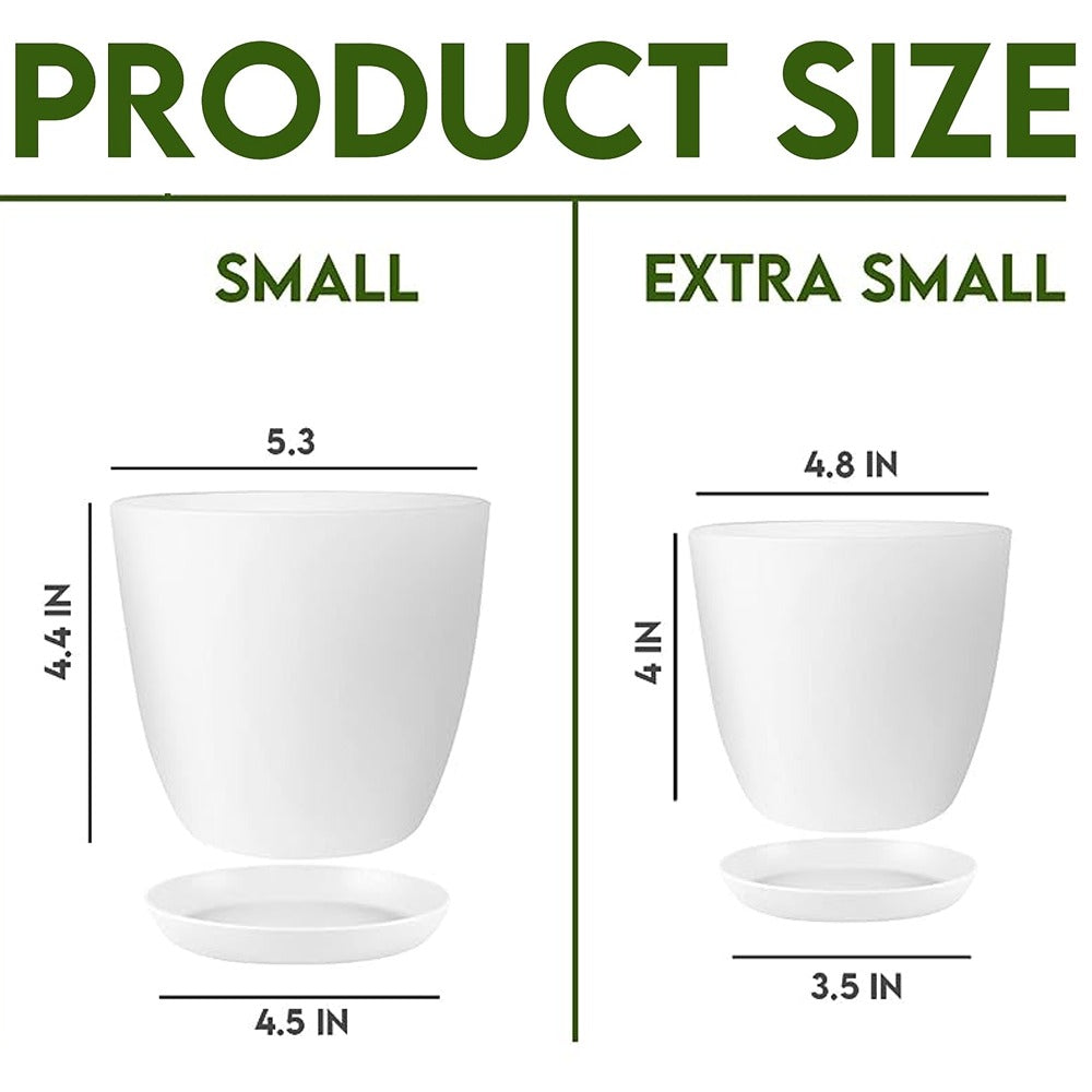 Fast-Forward-Decorative Flower Pots with Drainage - Set of 2 Plastic Planters for Indoor Plants