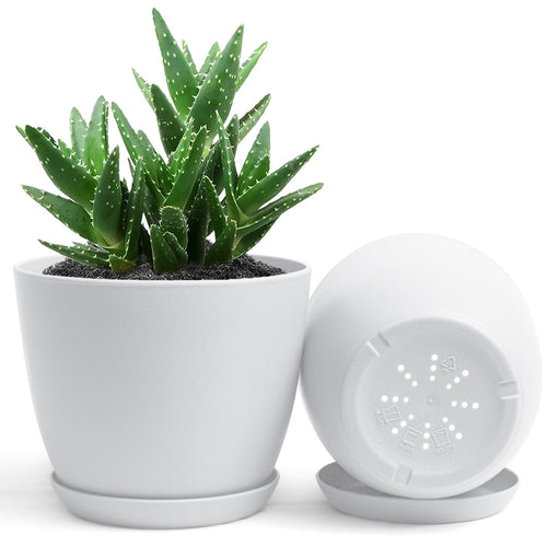 decorative flower pots with drainage pack of 2 small plastic indoor plant pots - main product view