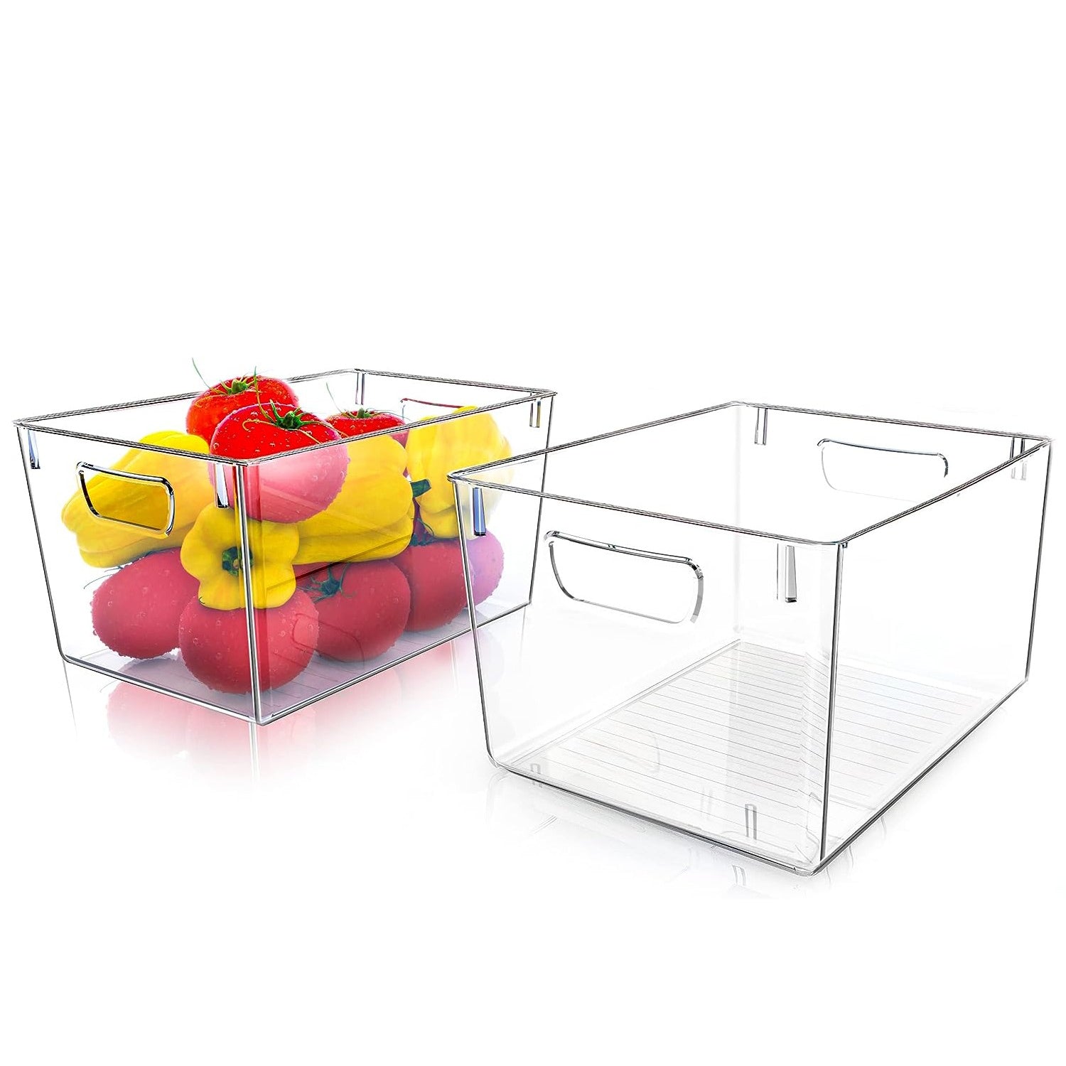Fast Forward Organizer Bins Clear Pack of 2 - Streamline Your Pantry and Fridge Organization Fast Forward