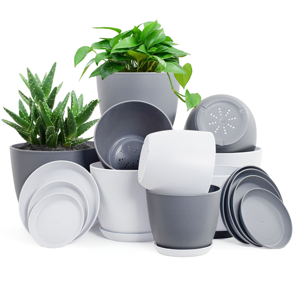Fast Forward Premium Set of 10 Indoor Plant Pots with Drainage
