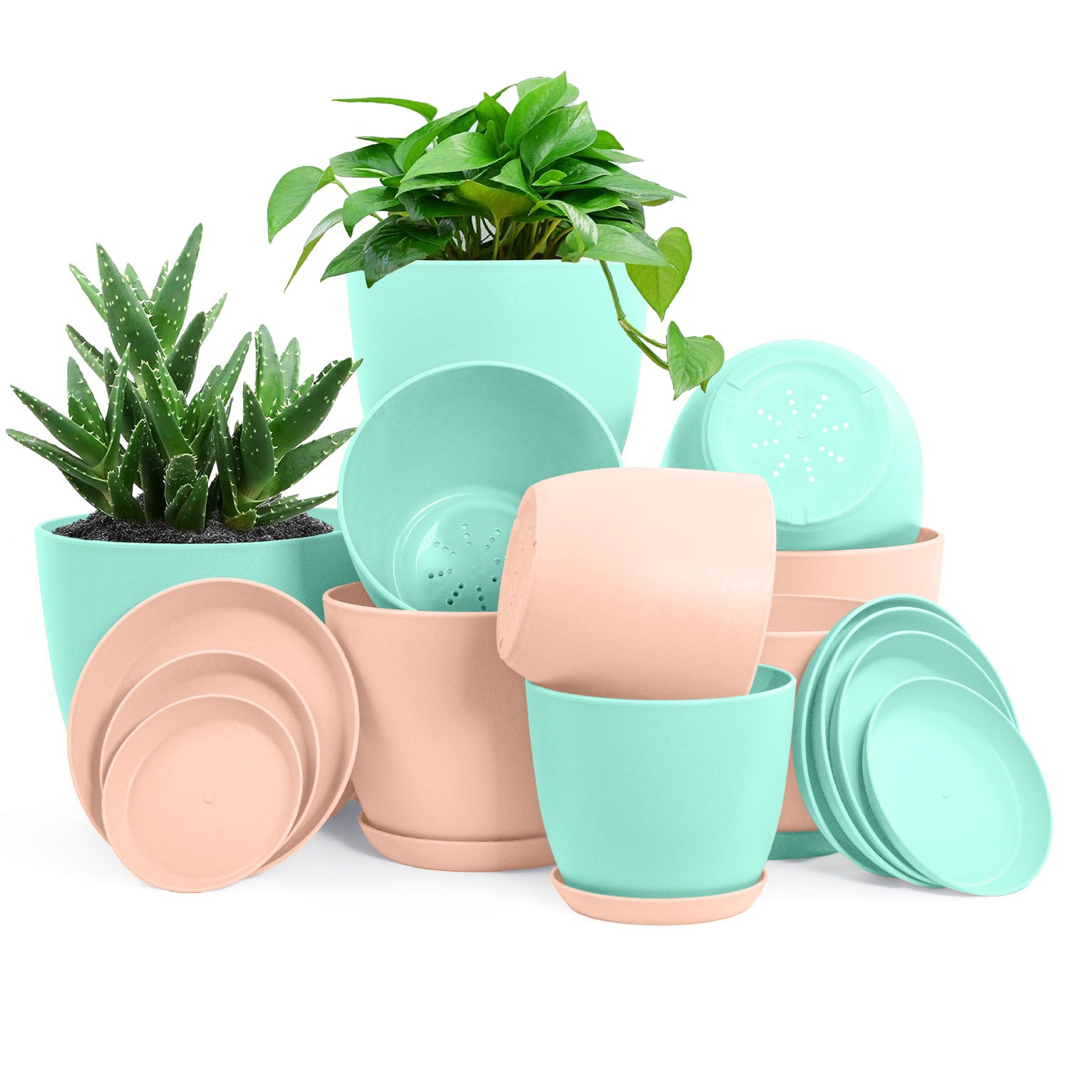 Fast Forward Premium Set of 10 Indoor Plant Pots with Drainage