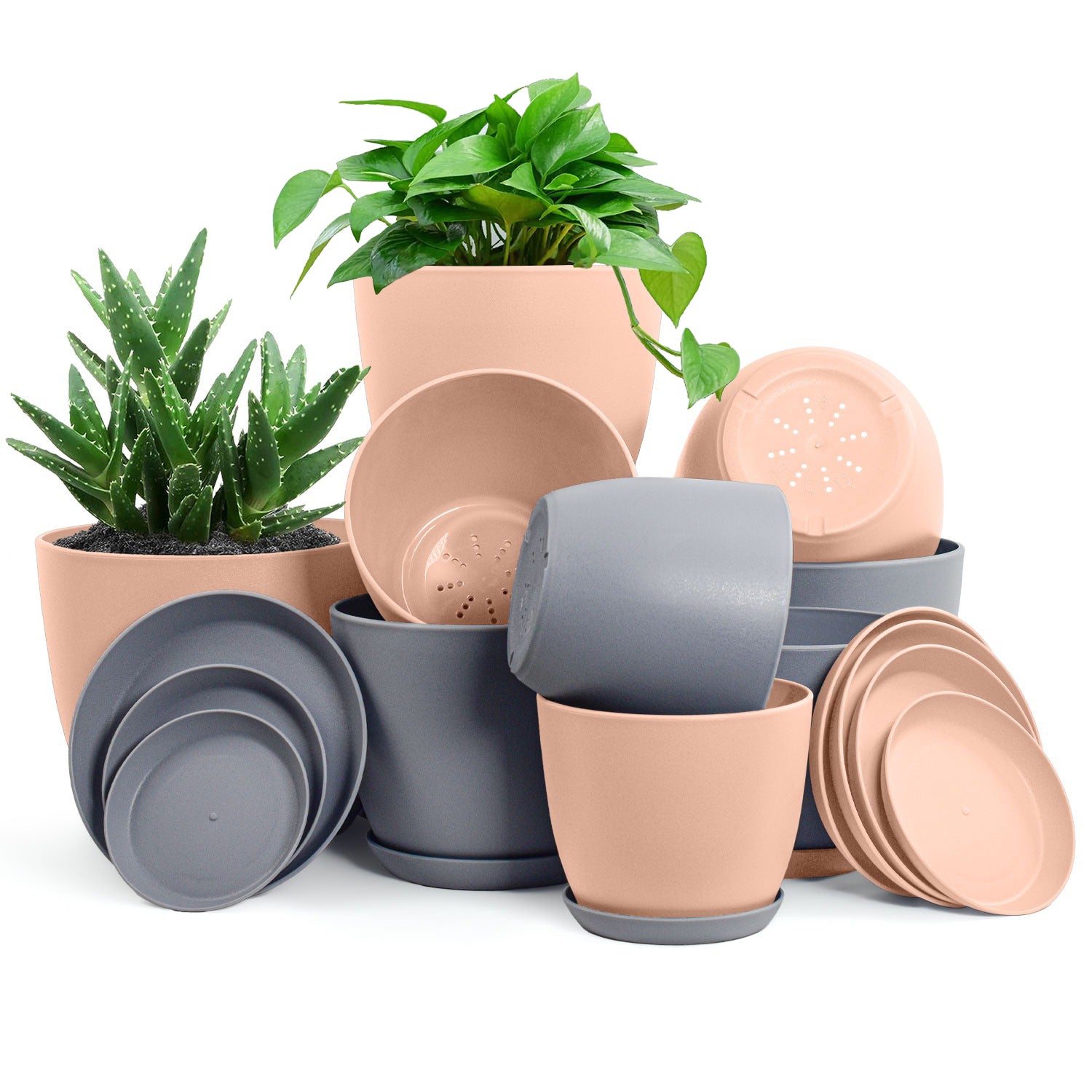 Fast Forward Premium Set of 10 Indoor Plant Pots with Drainage