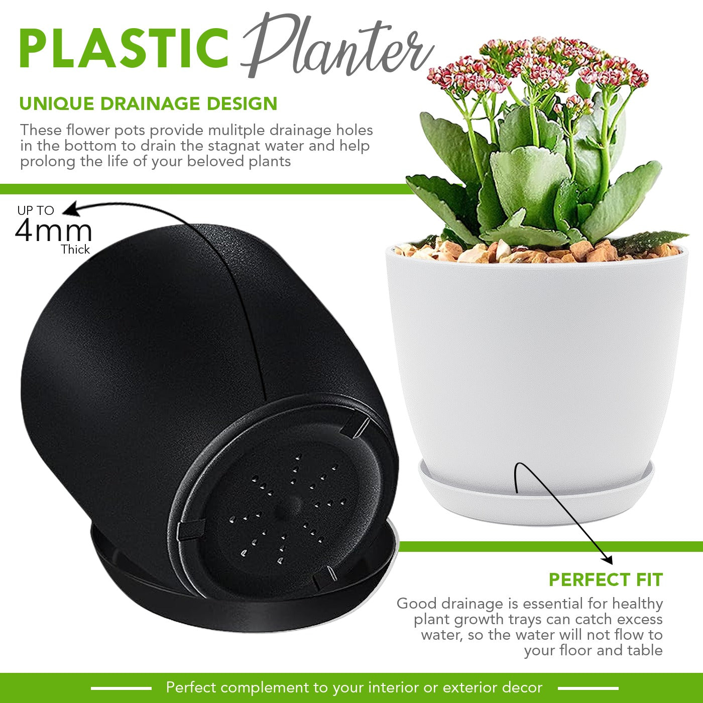 Fast Forward Premium Set of 10 Indoor Plant Pots with Drainage