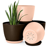 Fast Forword Set of 4 Plastic Decorative Flower Pots with Drainage for Indoor Plants 2 Sizes, 2 Colors (Plants Not Included) Fast Forward