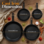 4-Piece Pre-Seasoned Cast Iron Skillet Set, Frying Pan & Grill Pan Cookware for Gas, Induction, Oven & Outdoor Use