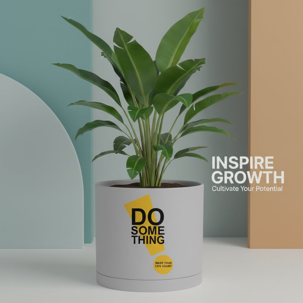 Modern Art Planter Pots with Drainage & Saucer 6-Inch – Custom Trendy Designs