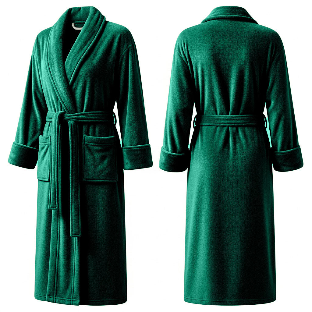 Premium Women's Plush Long Bathrobe - Soft Warm Fleece Robe with Shawl Collar for Spa & Home