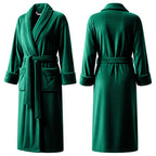 Premium Women's Plush Long Bathrobe - Soft Warm Fleece Robe with Shawl Collar for Spa & Home