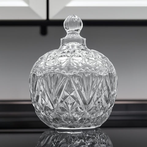 Elegant Crystal Glass Jar with Lid: Extraordinary Large Candy Jar for Decorative Luxe Display