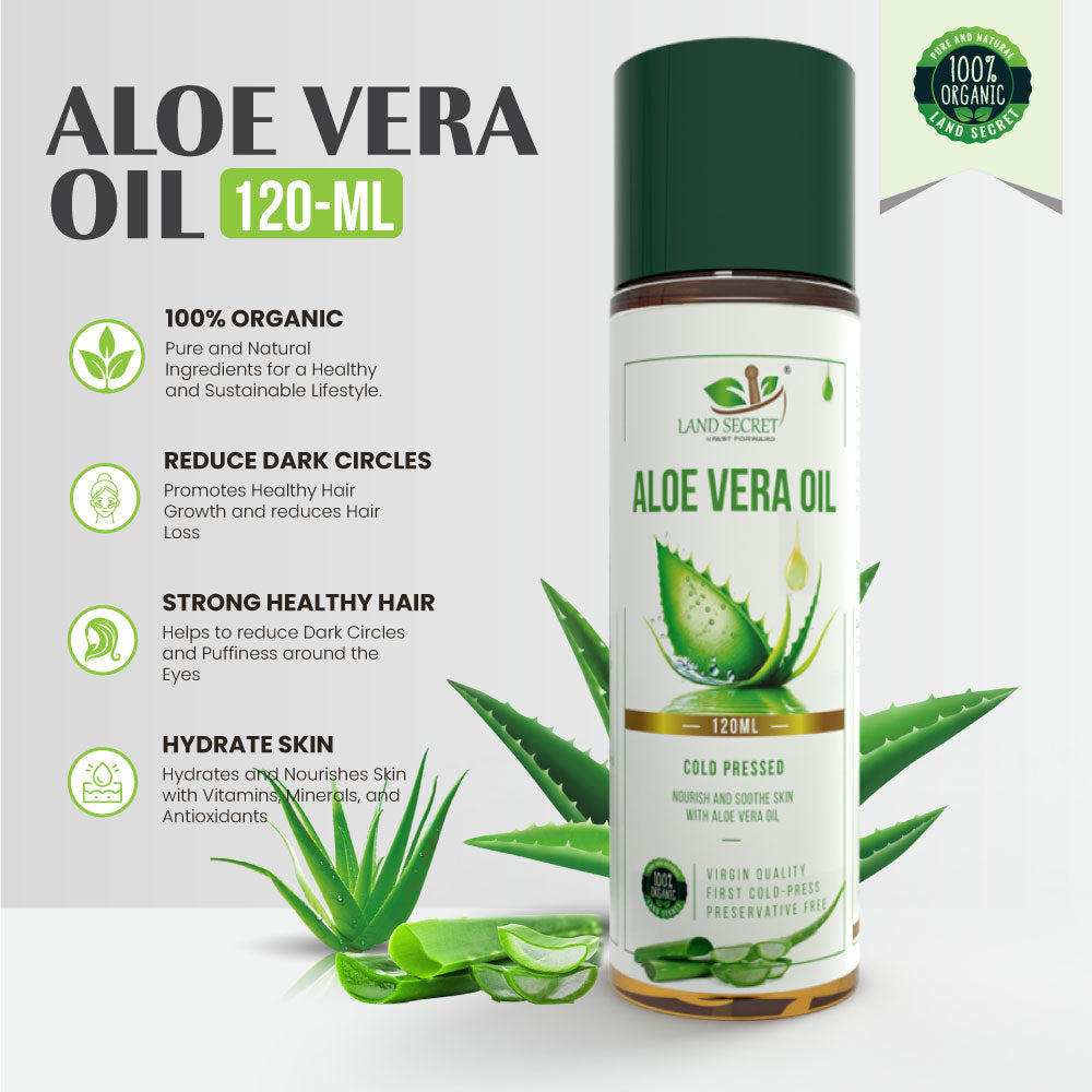 Land Secret AAloe Vera Oil - for Nourishing Skin, Hair, and Body | Pure, Organic, and Edible