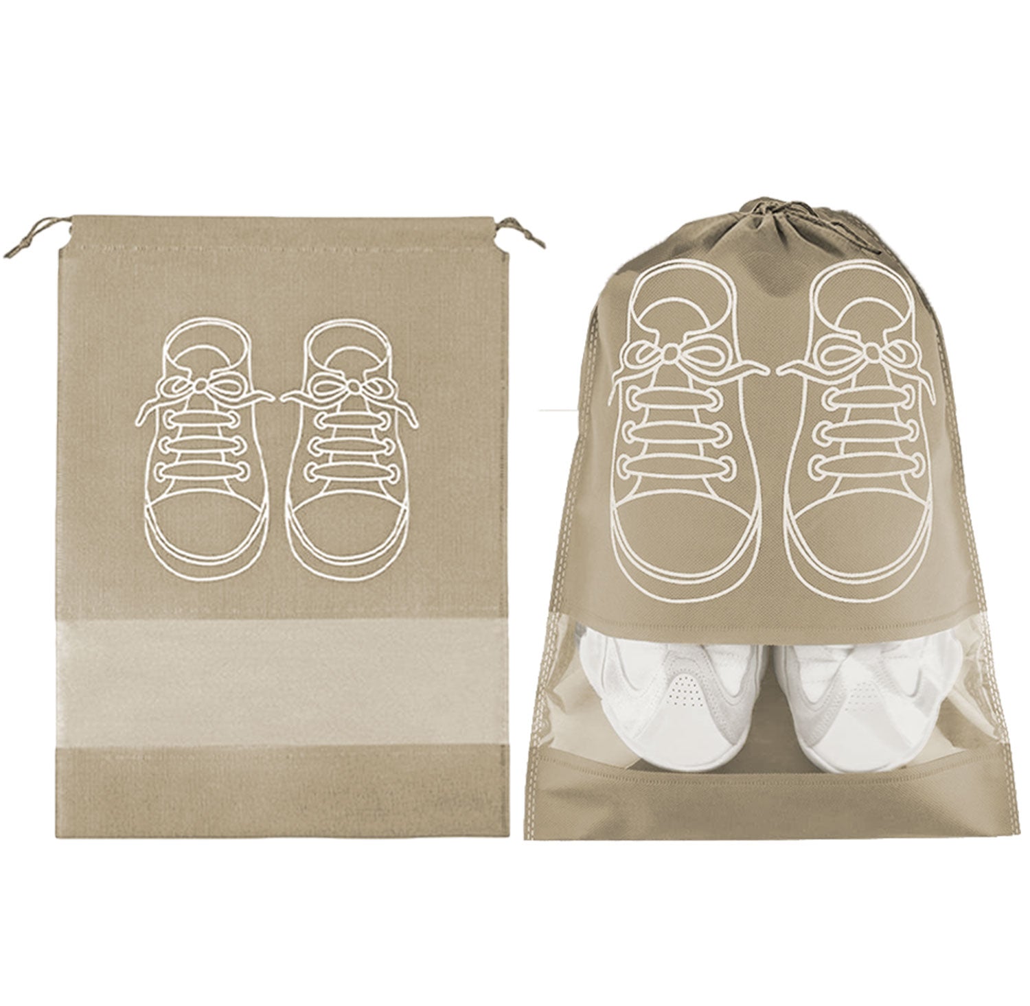 Shoe Bags for Travel Dust-proof Clear Window Non-Woven with Rope packing luggage suitcase Pouch Storage Organizer for Men and Women Fast Forward