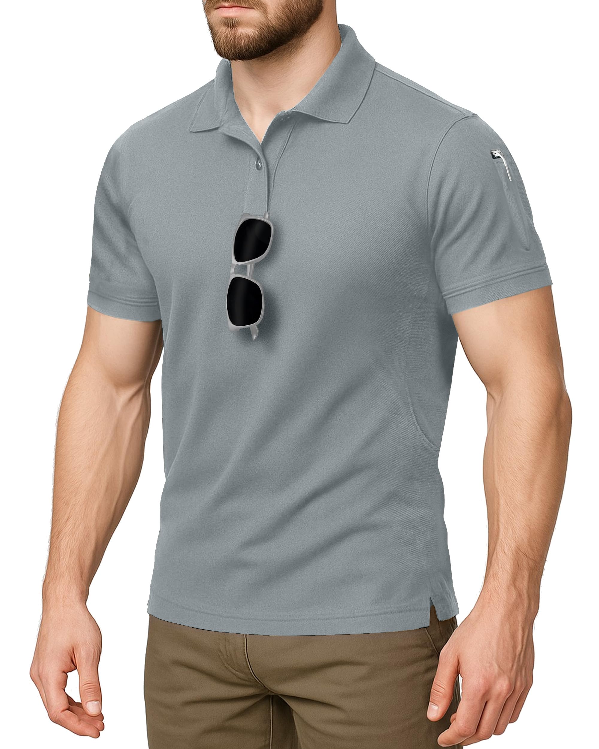 Polo Shirt Short Sleeves Quick Dry Performance Tactical Pique Jersey Golf Shirt