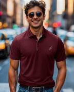 men's UPF 70 golf polo shirt moisture wicking quick dry regular fit - material detail