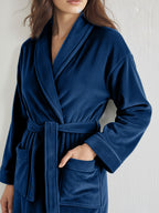 Premium Women's Plush Long Bathrobe - Soft Warm Fleece Robe with Shawl Collar for Spa & Home