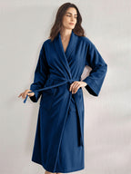 Premium Women's Plush Long Bathrobe - Soft Warm Fleece Robe with Shawl Collar for Spa & Home