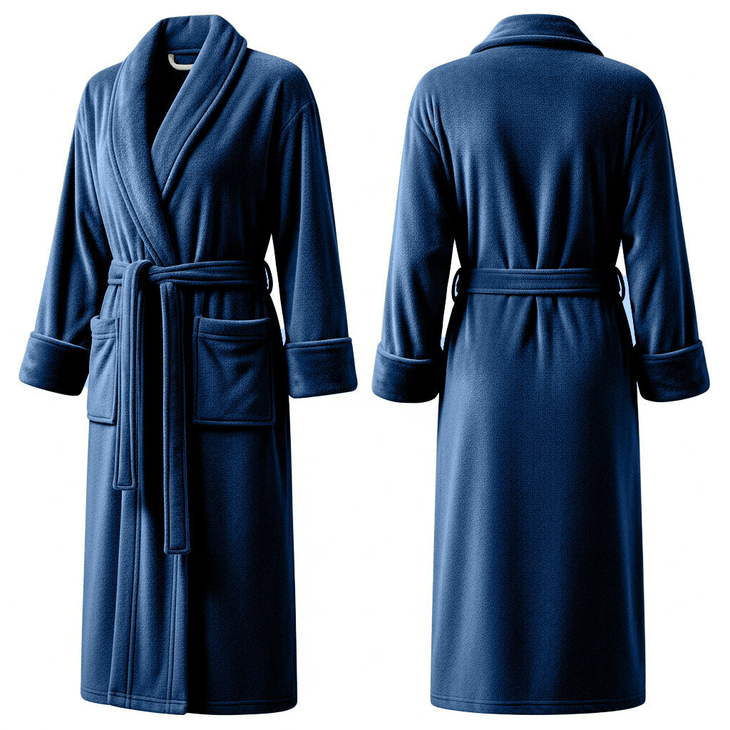 Premium Women's Plush Long Bathrobe - Soft Warm Fleece Robe with Shawl Collar for Spa & Home