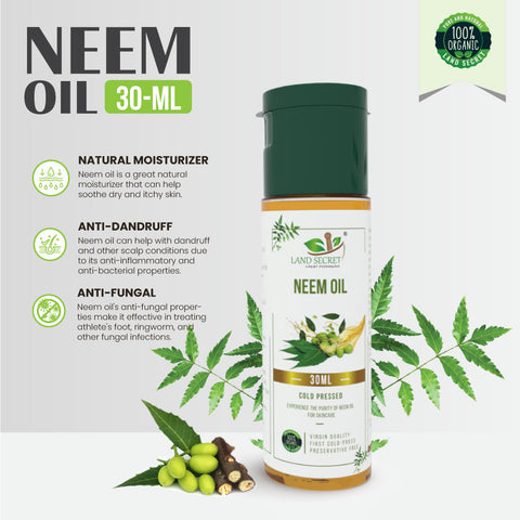 Organic Neem Oil for DIY Skin and Hair Care - Cold Pressed and Unrefined for Pure Results Land Secret