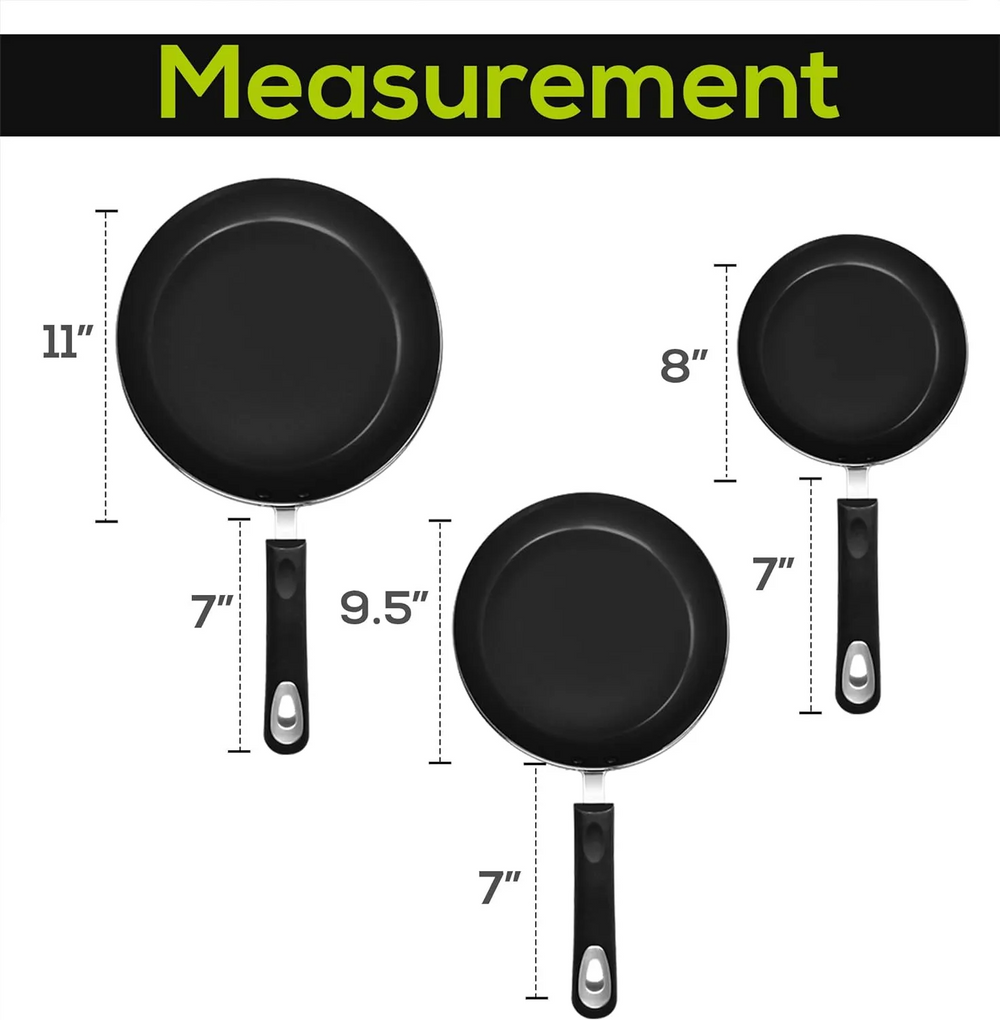 Utopia Kitchen Nonstick Frying Pan Set - 3 Piece Induction Bottom - 8 Inches, 9.5 Inches and 11 Inches Utopia
