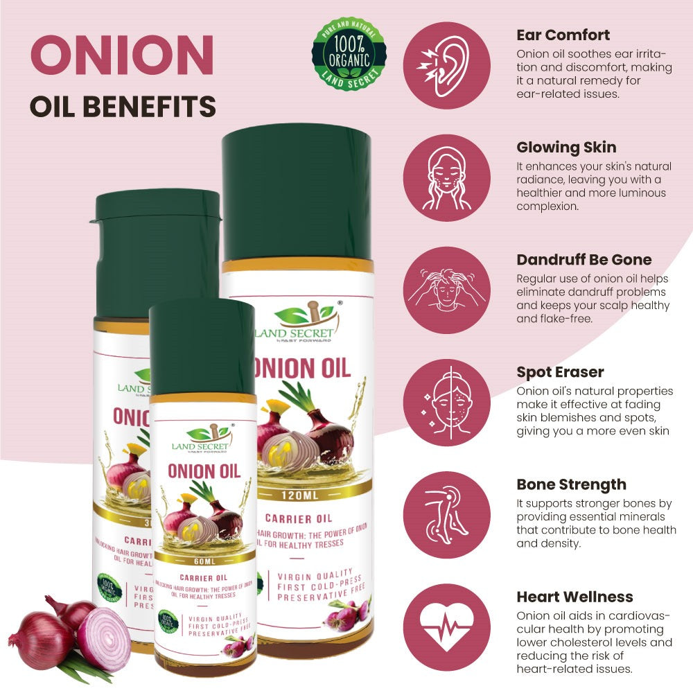 Revitalize Your Hair with Land Secret Onion Oil: Natural, Nourishing, and Effective – 120ml Land Secret