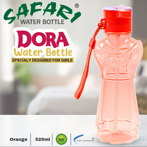 Safari Dora Water Bottle - 525 ML: Embrace Elegance and Comfort! BPA-Free, Designed for Girls. Stylish Lady Shape with Strong Grip Strap Safari Bottles
