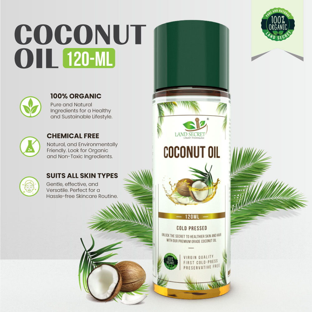 Organic Cold Pressed Coconut Oil - Unrefined and 100% Natural for Skin and Hair 120ml