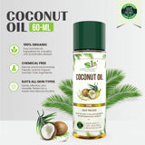 Organic Cold Pressed Coconut Oil - Unrefined and 100% Natural for Skin and Hair 60ml