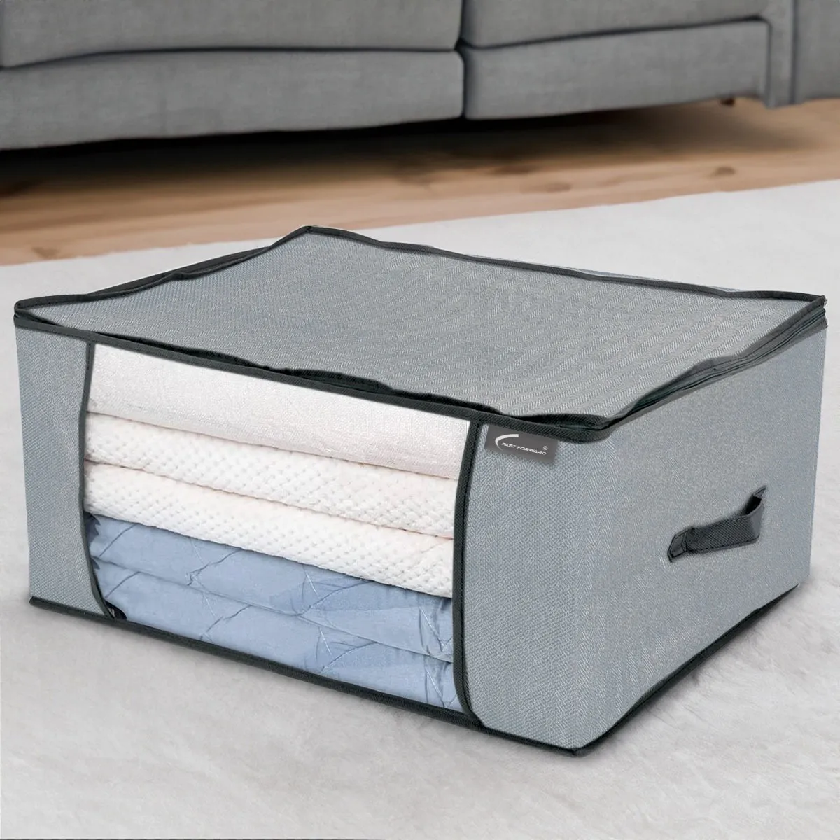 Organizer Bag Two-Way Zippers Cloth Storage Bag Water-resistant Wardrobe Space Saver HIgh Quality Non-Woven Fabric Fast Forward